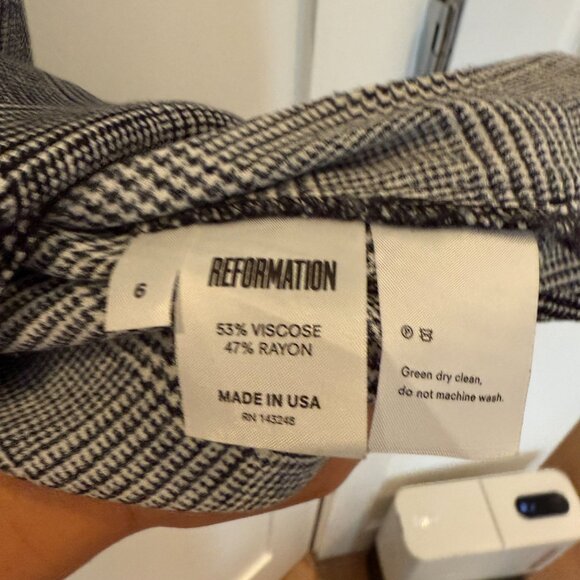 Reformation black white houndstooth Julien mini dress - Picture 6 of 6